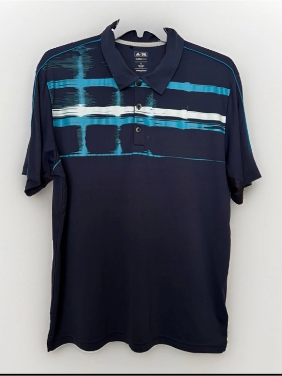 adidas Other - Adidas Climacool Polo Mens XLarge Striped Blue Performance Short Sleeve Shirt